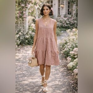 Peplum Co. Hemp And Linen Dress In Nutmeg